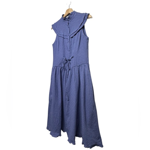 RTR PAMELA LOVE Blue Eyelet Midi Dress L - Picture 9 of 13